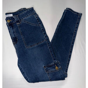 BLEU Women’s Cargo Skinny Jeans Size 8 Dark Wash High Rise Stretch Utility Denim